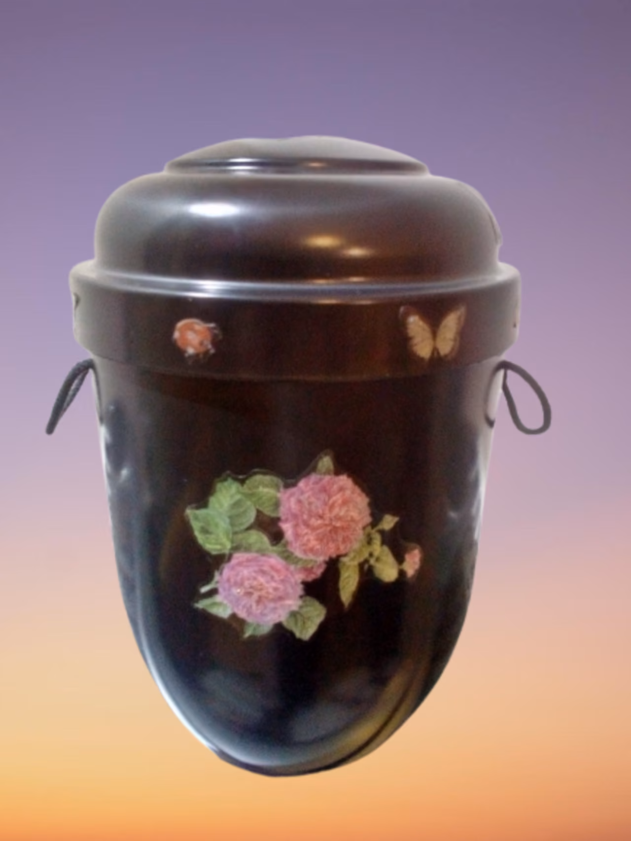 Dunkle Urne mit gemalten Rosen